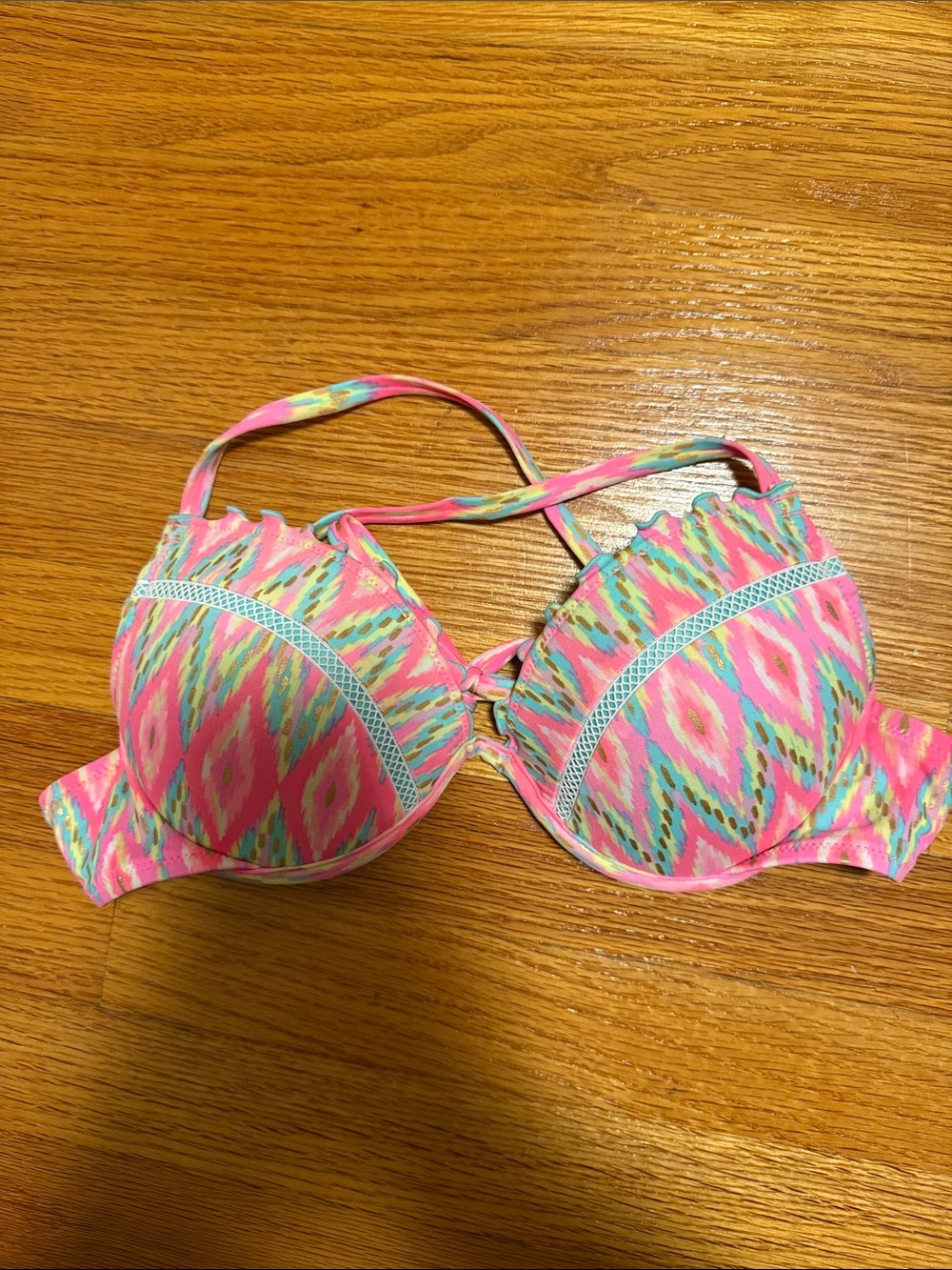 Shade & Shore Pink Multicolor Bikini Top
